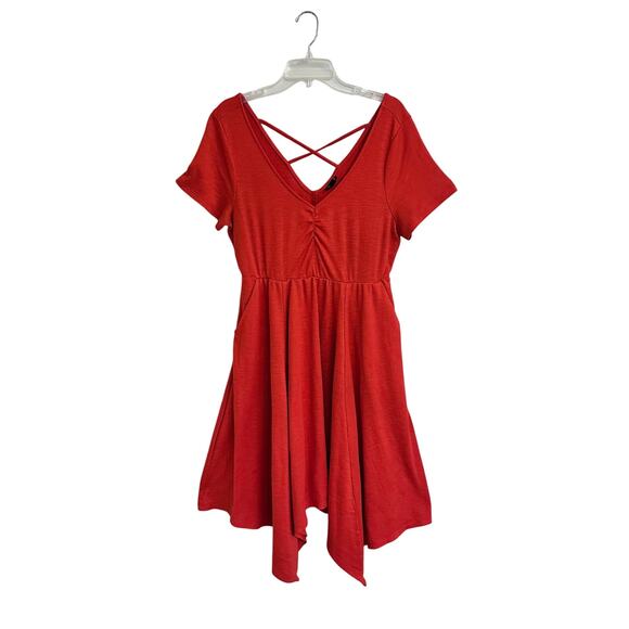 Torrid Orange Midi Rib Knit Skater Dress Handkerchief Hem Size 1 14/16 1X Orange - Picture 1 of 6
